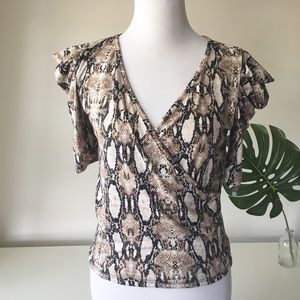 Snake Print faux wrap Top